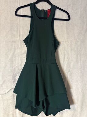 AKIRA Dark Green Tiered Romper